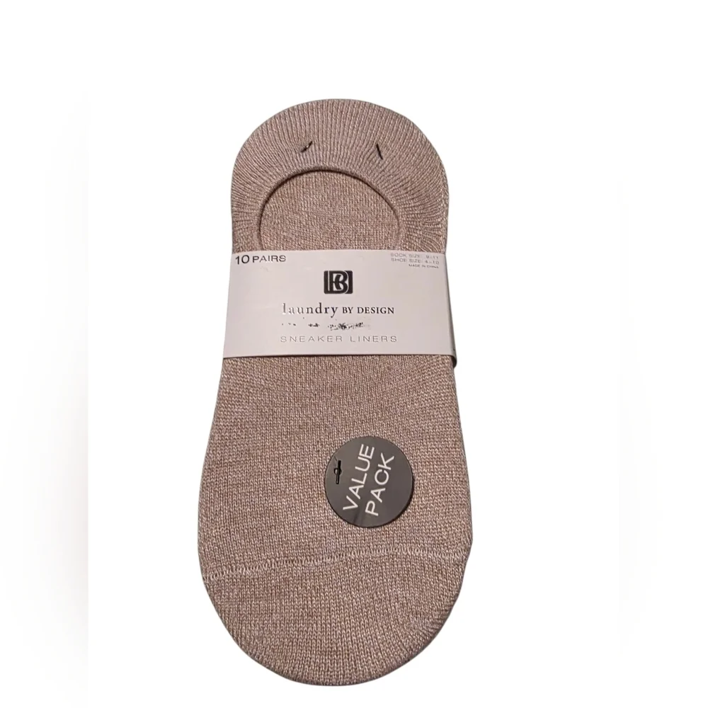 New Laundry by Design Beige Sneaker Liners - 10 Pack Sock Sz 9-11